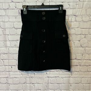 Elegant Black Button-Up Skirt